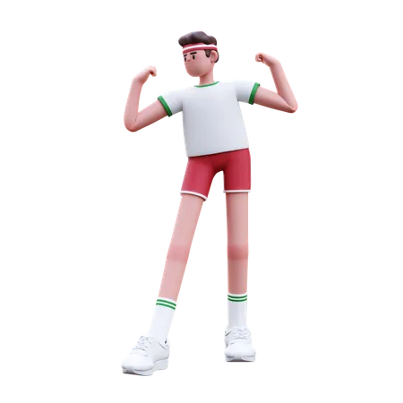 Hombre fitness haciendo pose muscular  3D Illustration