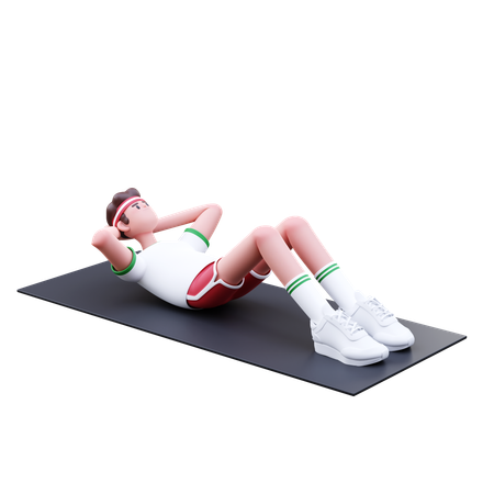 Hombre fitness haciendo sentarse  3D Illustration