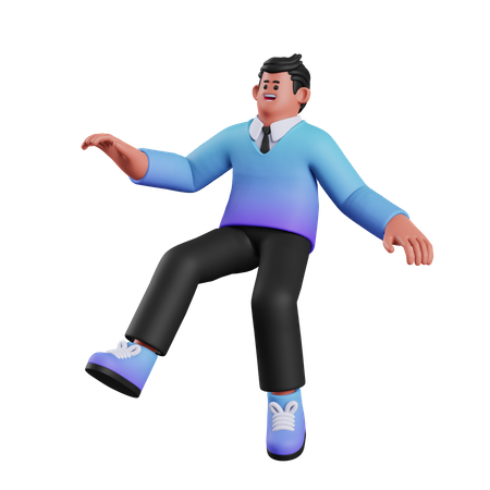Hombre flotando caída  3D Illustration