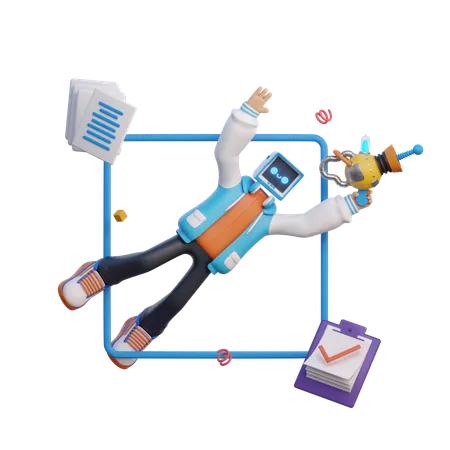 Hombre flotando  3D Illustration