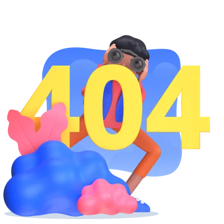 Hombre frente al error 404  3D Illustration
