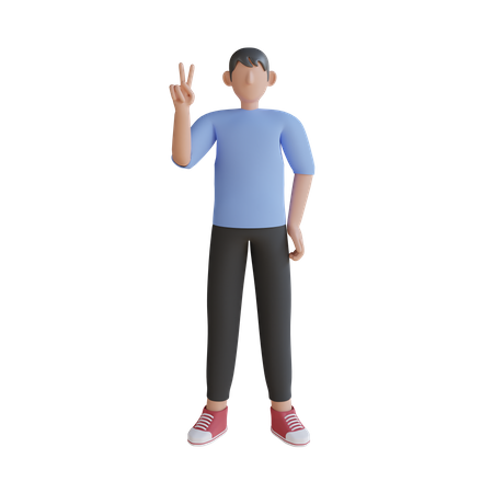 Hombre haciendo gestos de paz  3D Illustration