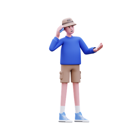 Hombre hablando con teléfono  3D Illustration