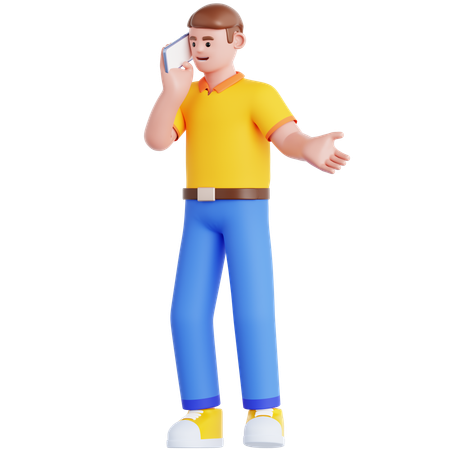 Hombre hablando por teléfono móvil  3D Illustration