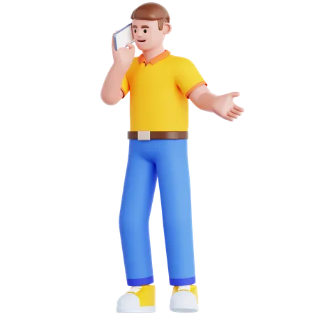 Hombre hablando por teléfono móvil  3D Illustration