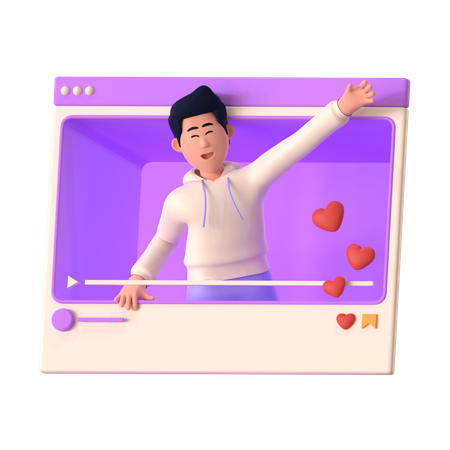 Hombre haciendo anuncios de vídeo  3D Illustration