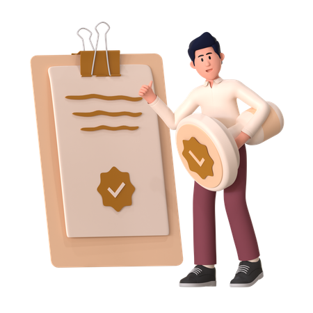 Hombre haciendo aprobación de verificación  3D Icon