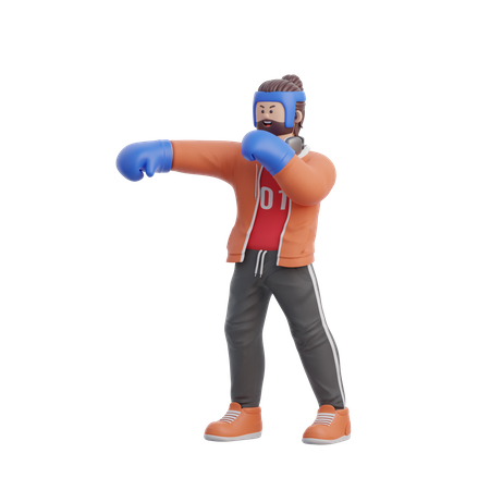 Hombre haciendo boxeo  3D Illustration