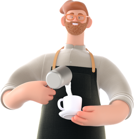 Hombre haciendo cafe  3D Illustration