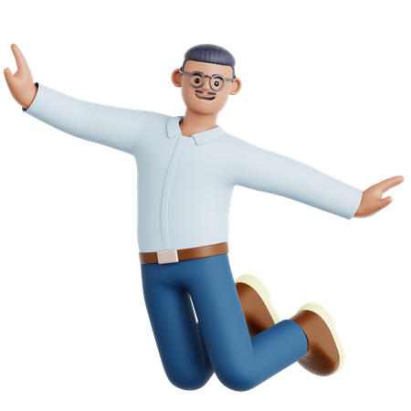 Hombre haciendo celebración de salto  3D Icon