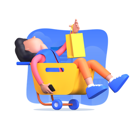 Hombre haciendo compras en línea y agregando artículos al carrito  3D Icon