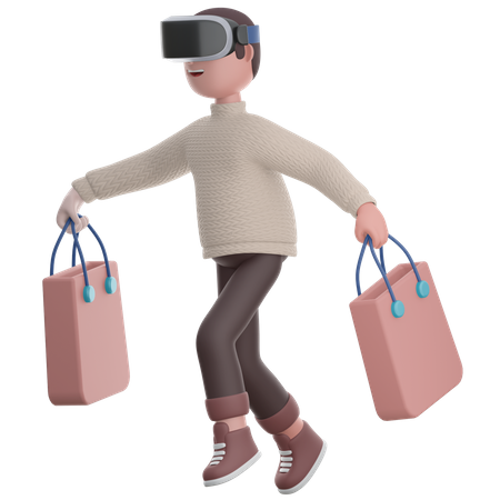 Hombre haciendo compras virtuales  3D Illustration