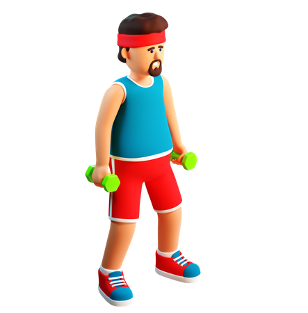 Hombre haciendo ejercicio de bíceps  3D Illustration