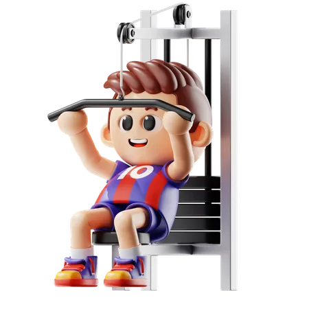 Hombre haciendo ejercicio en el banco de fitness  3D Illustration