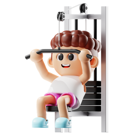 Hombre haciendo ejercicio en el banco de fitness  3D Illustration