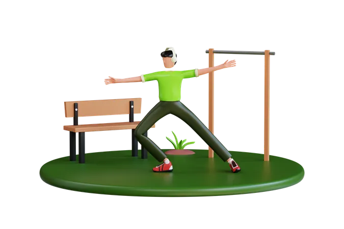 Hombre haciendo ejercicio en el parque  3D Illustration