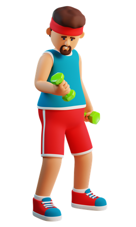 Hombre haciendo ejercicios de bíceps  3D Icon