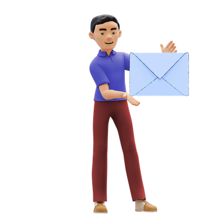 Hombre haciendo marketing por correo electrónico  3D Illustration