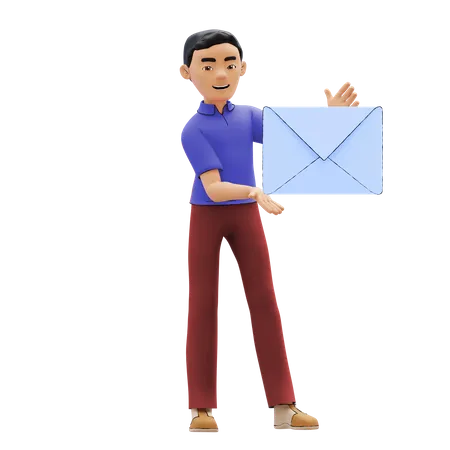 Hombre haciendo marketing por correo electrónico  3D Illustration
