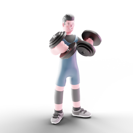 Hombre haciendo ejercicios de bíceps  3D Illustration