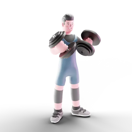 Hombre haciendo ejercicios de bíceps  3D Illustration