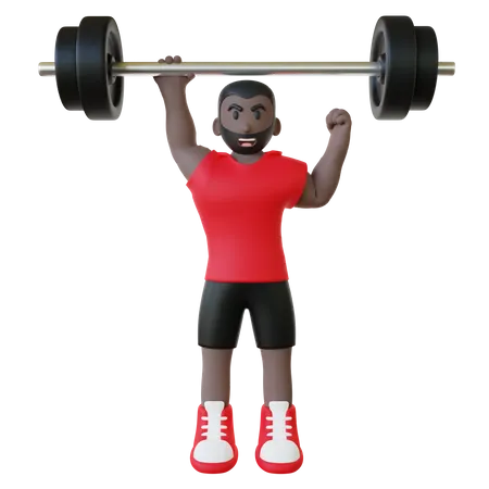 Hombre haciendo ejercicio pesado  3D Illustration