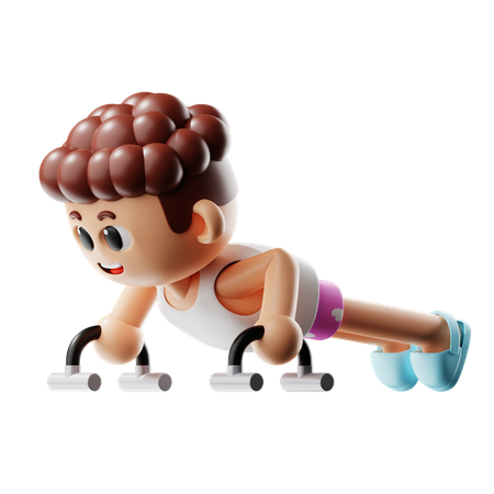 Hombre haciendo soporte push up  3D Illustration