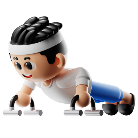 Hombre haciendo soporte push up  3D Illustration