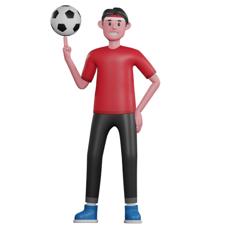 Hombre haciendo girar una pelota  3D Illustration