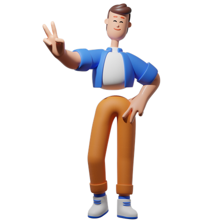 Hombre haciendo la paz  3D Icon