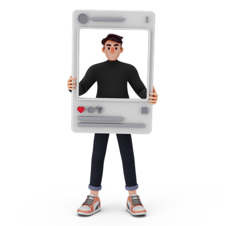 Hombre haciendo marketing en redes sociales  3D Icon