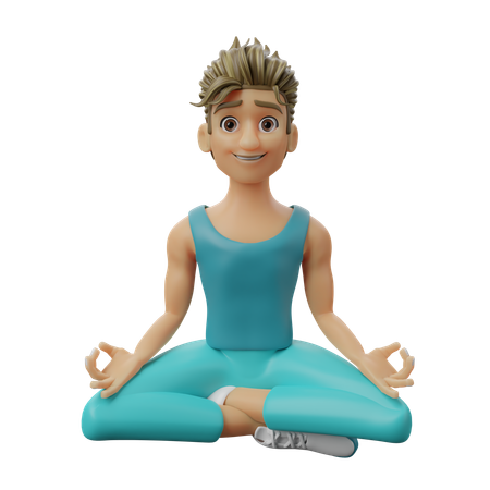 Hombre haciendo meditación  3D Illustration