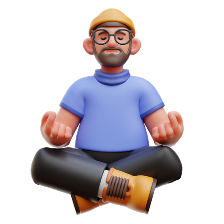 Hombre haciendo meditación  3D Illustration