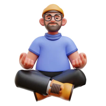 Hombre haciendo meditación  3D Illustration