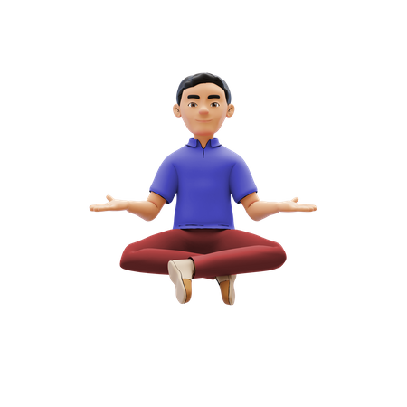 Hombre haciendo meditación  3D Illustration