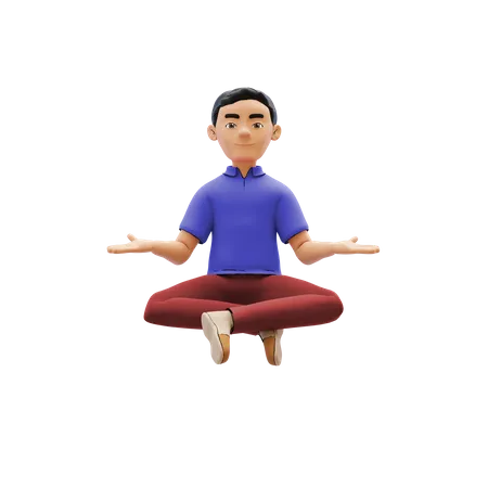 Hombre haciendo meditación  3D Illustration