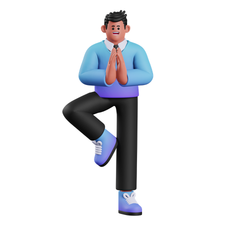 Hombre haciendo meditación  3D Illustration