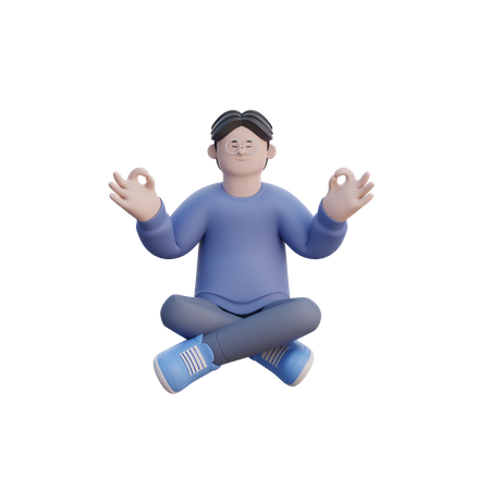 Hombre haciendo meditación  3D Illustration