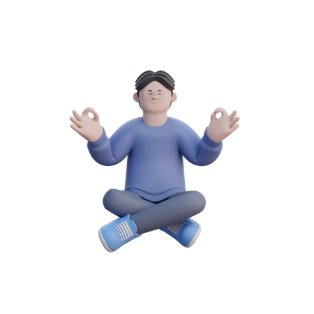 Hombre haciendo meditación  3D Illustration