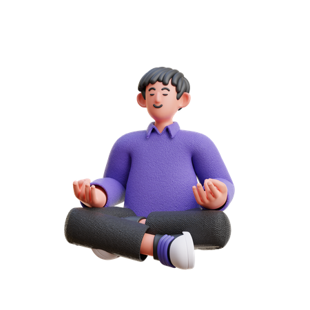 Hombre haciendo meditación  3D Illustration