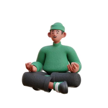 Hombre haciendo meditación  3D Illustration