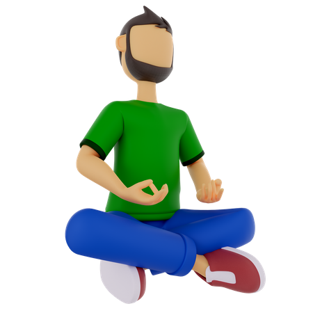 Hombre haciendo meditación  3D Illustration