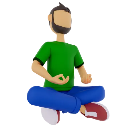 Hombre haciendo meditación  3D Illustration