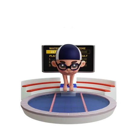 Hombre haciendo natación  3D Illustration