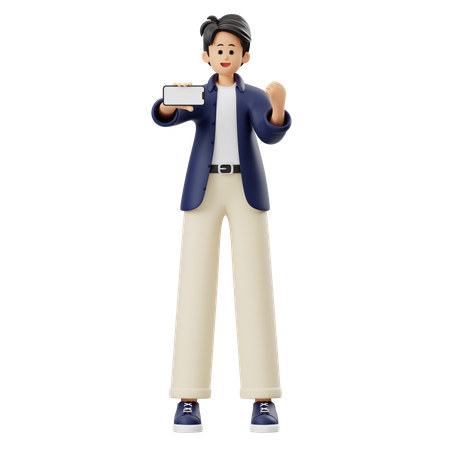 Hombre haciendo publicidad mediante teléfono móvil  3D Icon