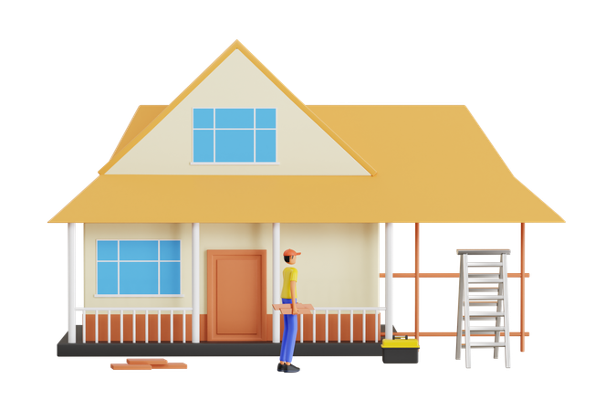 Hombre haciendo renovación del hogar  3D Icon