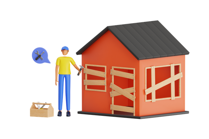 Hombre haciendo renovación del hogar  3D Icon