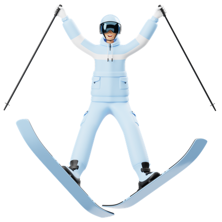 Hombre haciendo salto de esquí  3D Icon