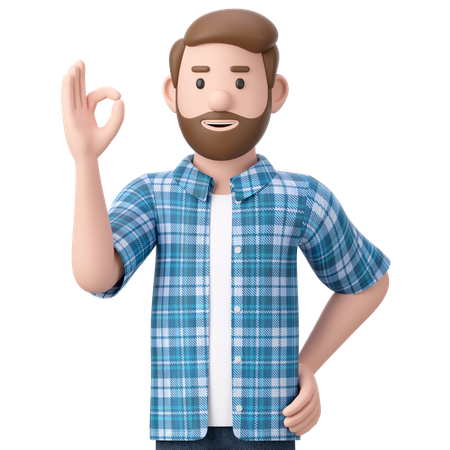 Hombre mostrando signo ok  3D Illustration