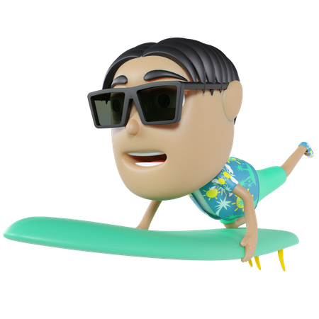 Hombre haciendo surf  3D Illustration